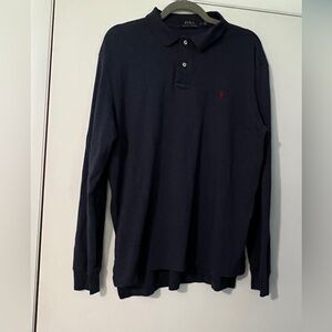 Ralph Lauren Blue Polo Shirt Classic Long Sleeve